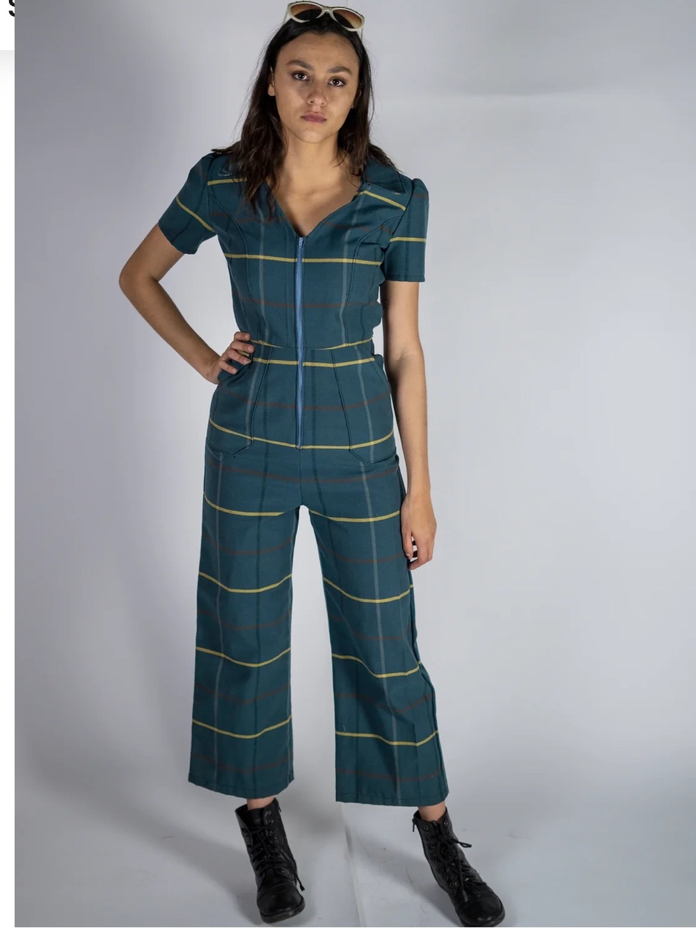 Forgotten Saints one of a kind jumpsuit handmade with striped vintage fabric - Picture 3 of 9